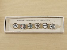Collection of 6 Vintage RARE Guinness Buttons Brass and Glass  Made in England