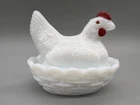 Vintage Small Westmoreland White Milk Glass Hen Chicken On Nest Dish