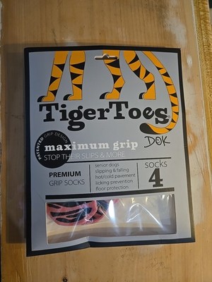DOK Tiger Toes Premium Dog Socks Maximum Grip No-Slip Size M