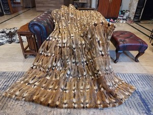 Genuine Real Natural Hamster Fur Blanket King Size throw 82"x71" Rug -7209