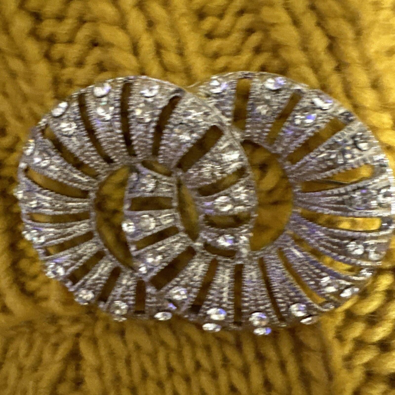 Silver Rhinestone Brooch Pin Interlocking Circle … - image 6