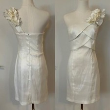 Romeo & Juliet Couture Medium 3D Flower One-Shoulder Faux-Wrap Party Mini Dress