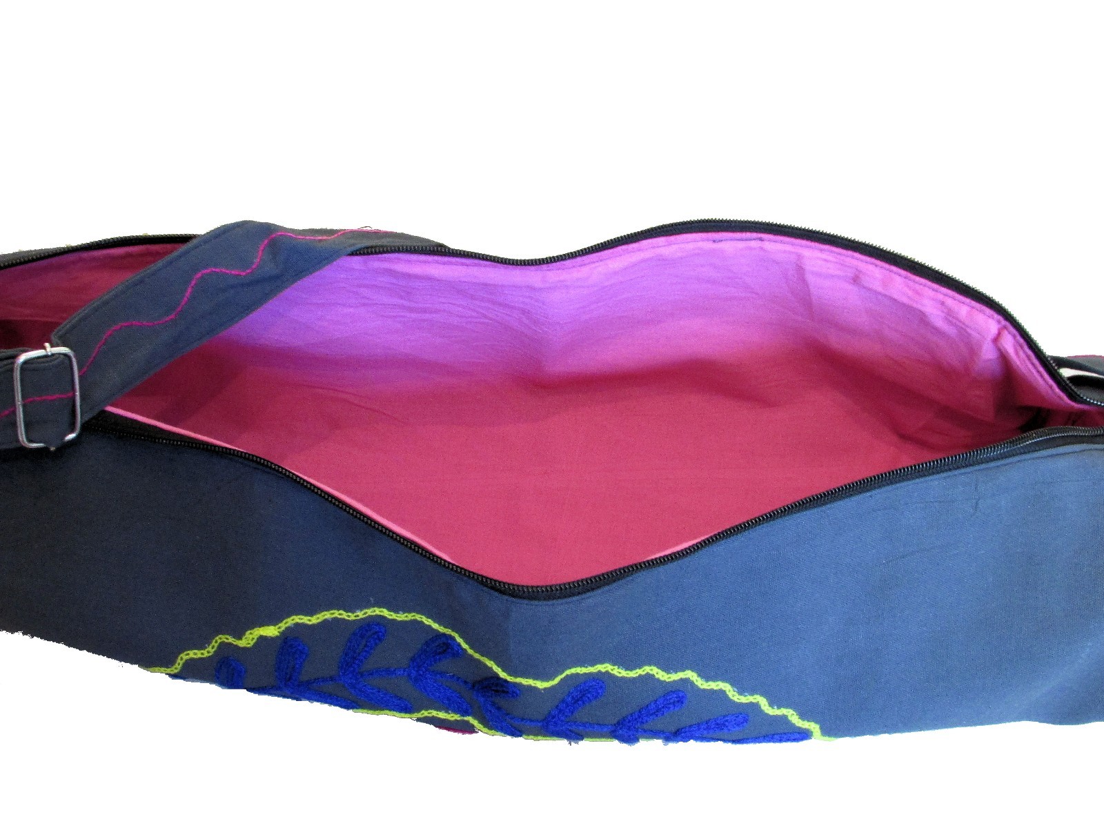 US SELLER Canvas Hand Embroidered Yoga Mat Bag by India with Adjustable