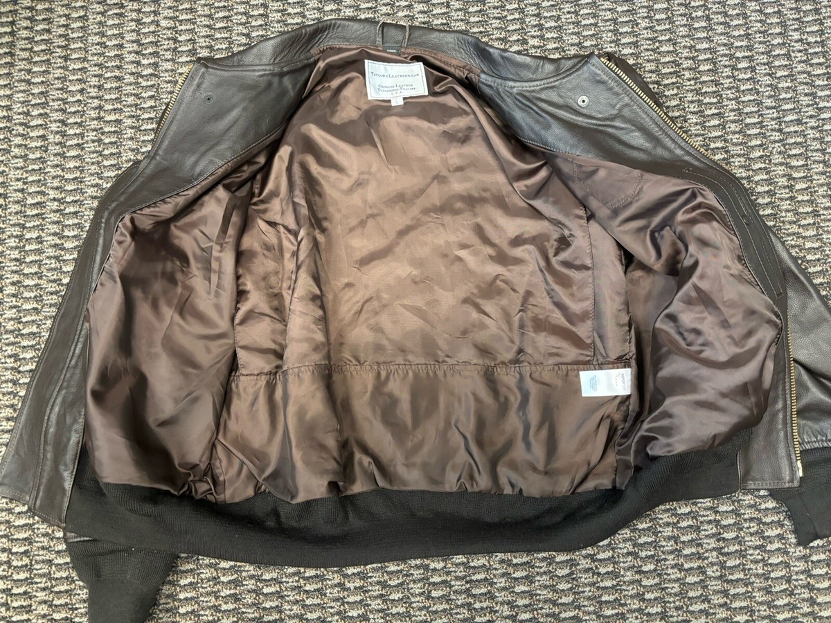 Taylor's Leatherwear A2 Pilot Brown Leather Bomber Jacket Size