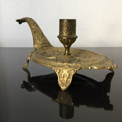 Bougeoir à Main Ancien En Bronze Doré XIXe Siècle - Style Napoléon III - Décoratif