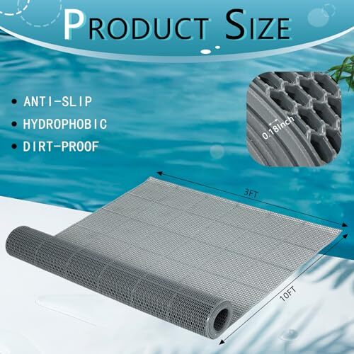Drainage Pool Flooring Mats Swimming Pool Non Slip Mat PVC 3 x 10 ft