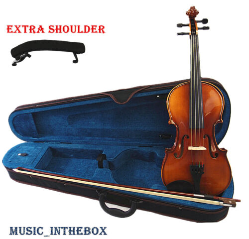 New 4/4 Student Natural brown Antique Violin+ Bow+ Case+ Rosin+ Shoulder rest - Picture 1 of 9