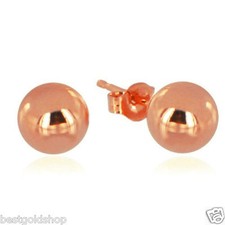 All Shiny Polished Ball Stud Earrings 14K Rose Gold Clad Vermeil Sterling Silver