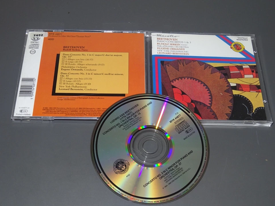 BEETHOVEN - PIANO 1 & 3: BERNSTEIN, ORMANDY / CBS-MASTERWORK-CD 1988 (CD MINT-)