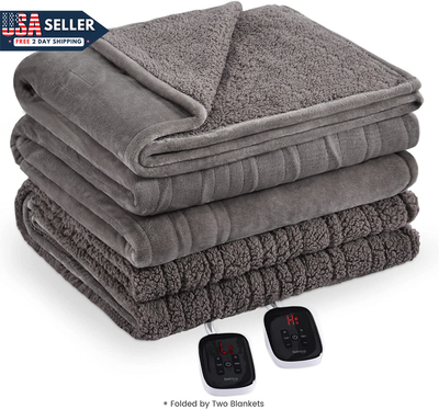 Bearhug Electric Heated Blanket King Size 100u0026#034; X 90u0026#034;, Dual  Controllers, 5 Year W | eBay