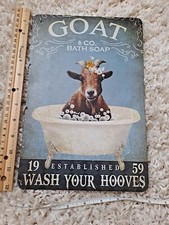 Sign Decor - 8 x 12 Inches - Aluminum - Funny Gifts for Home GOAT SOAP DECOR