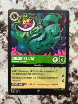 what is the rarest lorcana card DISNEY RISE OF FIRSTBORN NON FOIL SUPER RARE CHESHIRE CAT 75/204 Disney Lorcana: The World's Rarest
