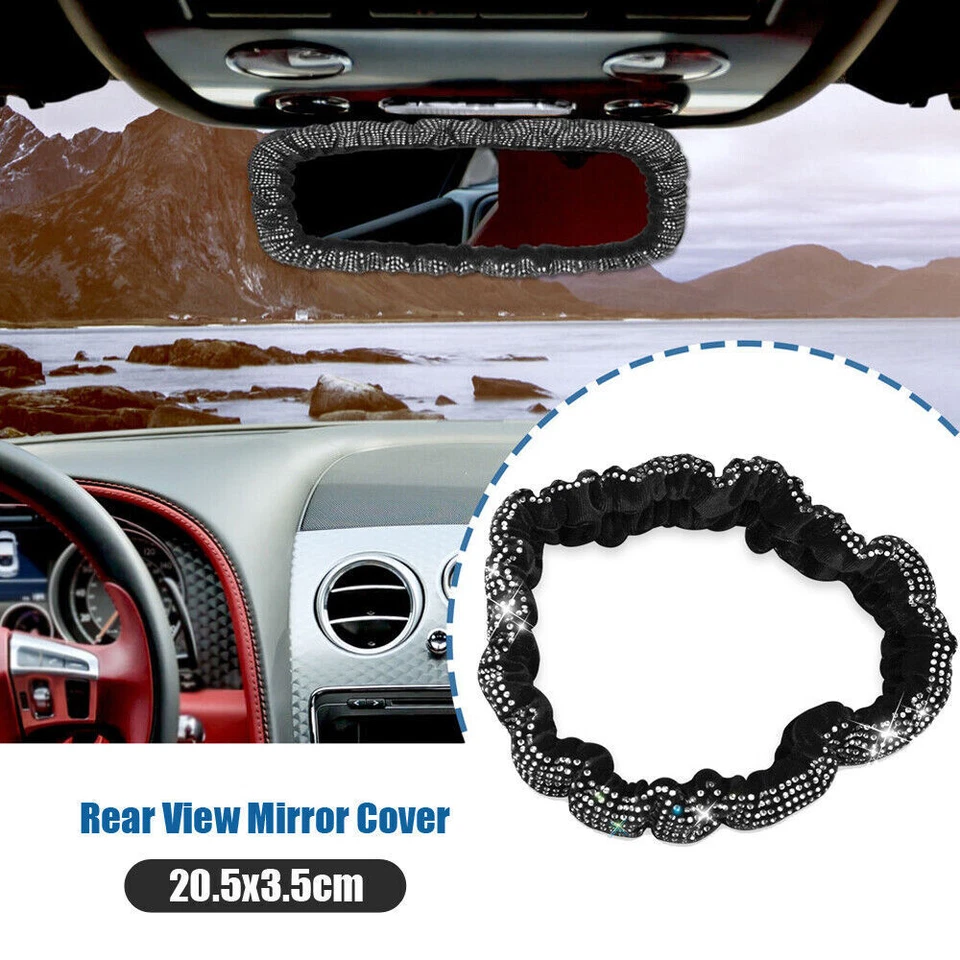 1x Bling Imitación Cristal Estrás Interior Coche Espejo Retrovisor Cubierta Accesorio Automático Foto 2 de 4