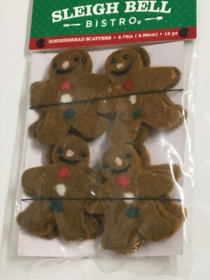 NEW SLEIGH BELL BISTRO GINGERBREAD TABLE SCATTER FILLER 12 PC FREE SHIP