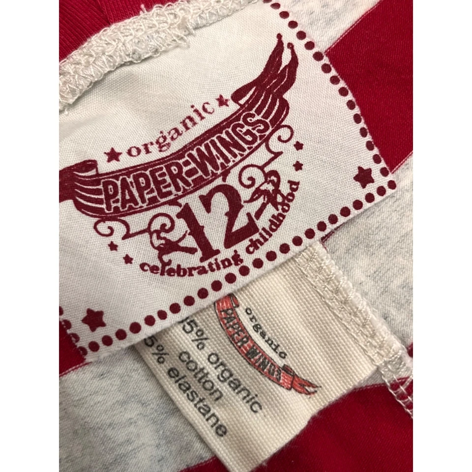 Leggings recortados de algodón orgánico a rayas rojas talla 12 Paper Wings Foto 2 de 4