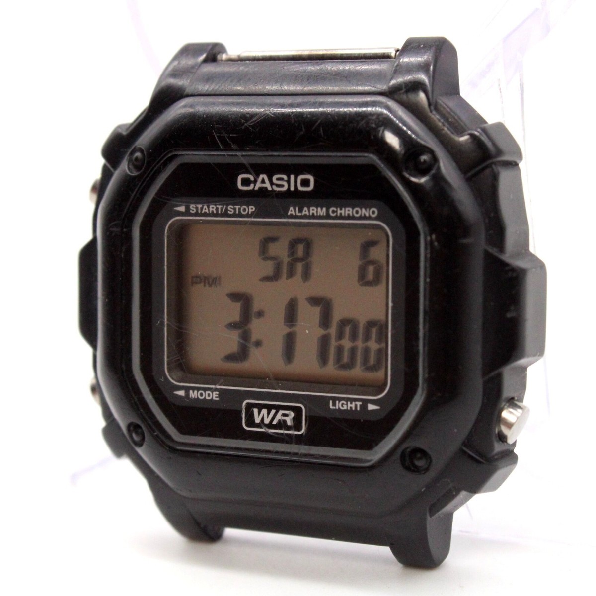 Vintage Casio Digital Watch Face Mens Black Tone Stainless Steel