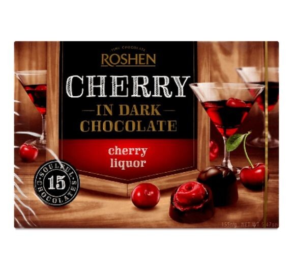 ROSHEN Shooters Caramelo Cereza en Chocolate Oscuro con Caja de Licor Dulces 155g/5.4oz