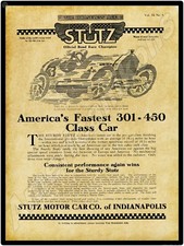 1914 Stutz Motor Cars New Metal Sign: Indianapolis 500 Theme - Stutz Race Car