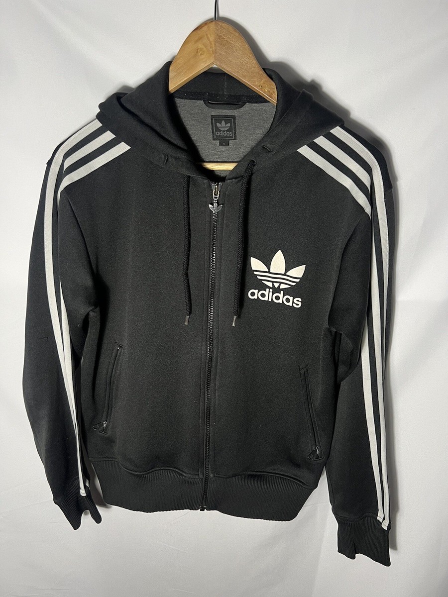 Hoodies Adidas Felpa con Cappuccio e Zip Nero Bianco Tuta Uomo Taglia S  Jacket