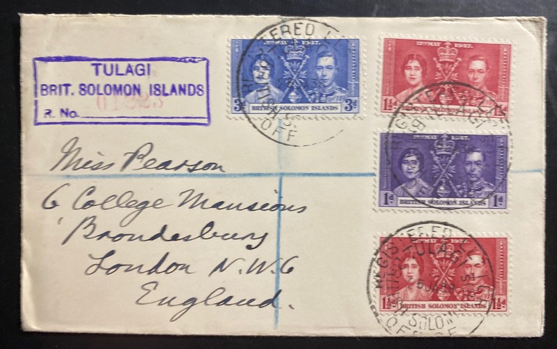 1938 Tulagi British Solomon Island Cover To London England