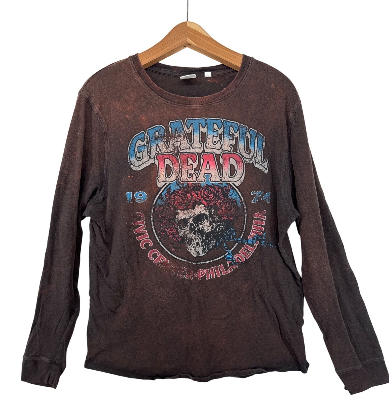 Grateful Dead Retro Band Tee Brown Long Sleeve Junkfood Streetwear Sz M