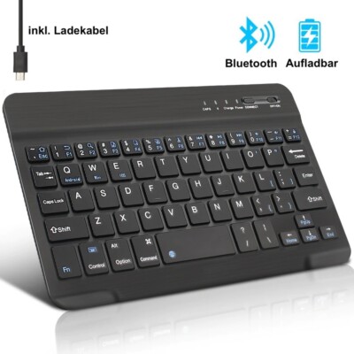 Kabellose Bluetooth Tastatur Wireless Keyboard für PC Handy Tablet QWERTY Layout