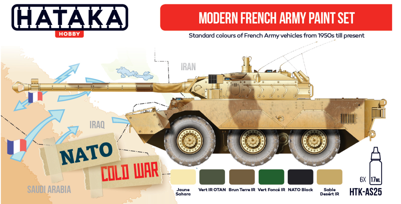 HATAKA HTK AS25 Modern French Army Acrylic Set  Red Line 6 x 17ml