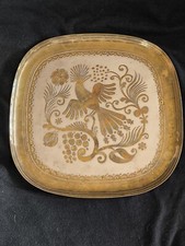 Wundersch&ouml;nes Messing Tablett Vogel Fauna  Tolles Design Vintage Handarbeit