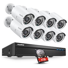 SANNCE 5MP 8CH NVR 1080P POE Security Camera System Audio Recording EXIR Outdoor
