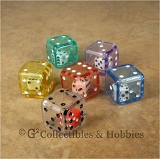 New 6 DOUBLE DICE Set - 6 Colors RPG D&D Game Math Six Sided 19mm 3/4 inch D6 