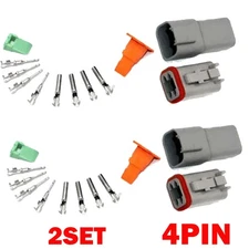 2Sets 4-Pin For Deutsch DT04-4P DT06-4S Waterproof Electrical Connector Kit NEW