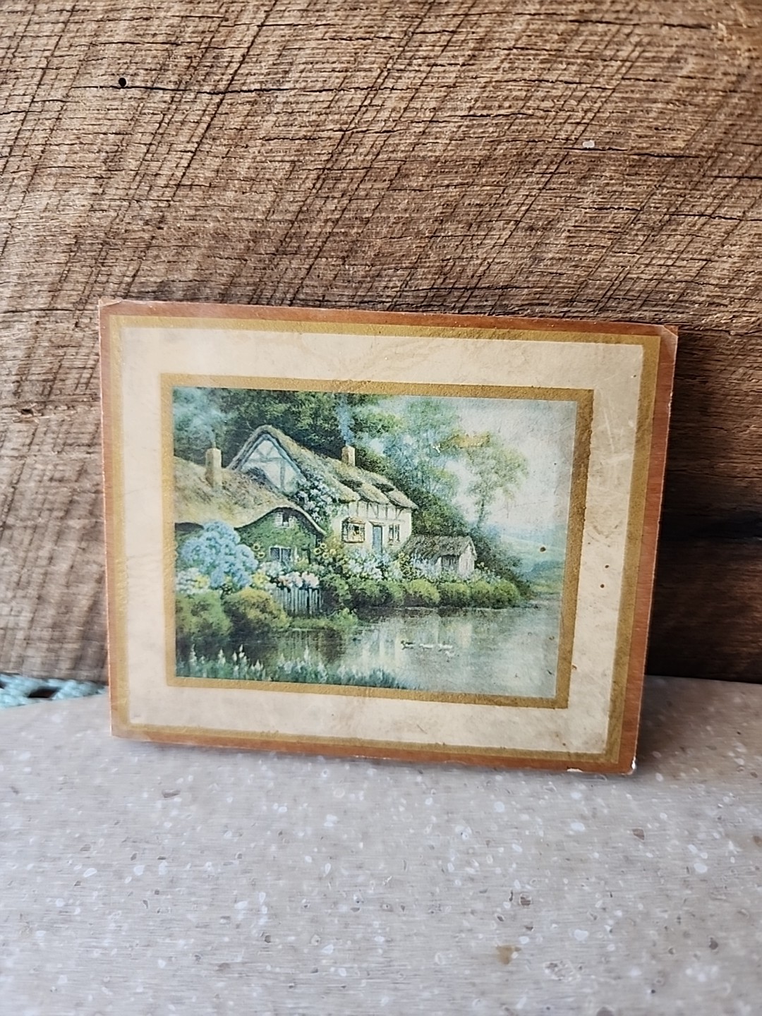 Mini Vintage Wooden Hanging Picture Cottage Print 3X4