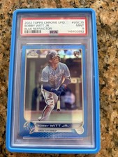 BOBBY WITT JR. 2022 TOPPS CHROME UPDATE #USC35 RC BLUE REFRACTOR RC /199 PSA 9