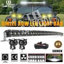 50" Curved LED Light Bar+Owl Pods+Wire Kit Fit Hummer H1 H2 H3 Humvee AM General