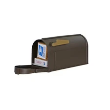 POSTAL PRO Plastic Large Mailbox Post Mount Outdoor Residential Mail Box Bronze