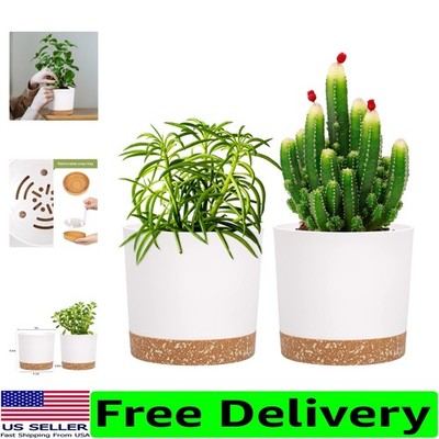 Modern 5 Inch Indoor Outdoor Planters - 2 Pack with Matte Finish & Drainage