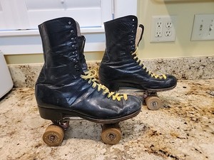 Vintage Roller Derby High Ankle 50s  60s Black Leather High Skates Men’s Size 10