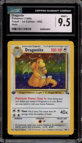 Pokemon Dragonite Fossil 1st Edition Holo Rare #4 CGC 9.5