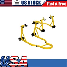 900LB Motorcycle Stand Lift Wheel Rear Spool Stand + Front Fork Stand Adjustable