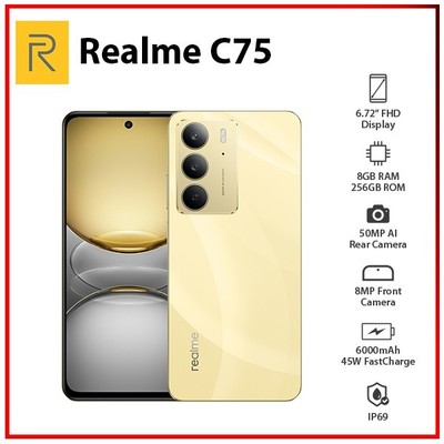 NEW Realme C75 8GB+256GB GOLD Global Ver. Dual SIM Unlocked Android Mobile Phone