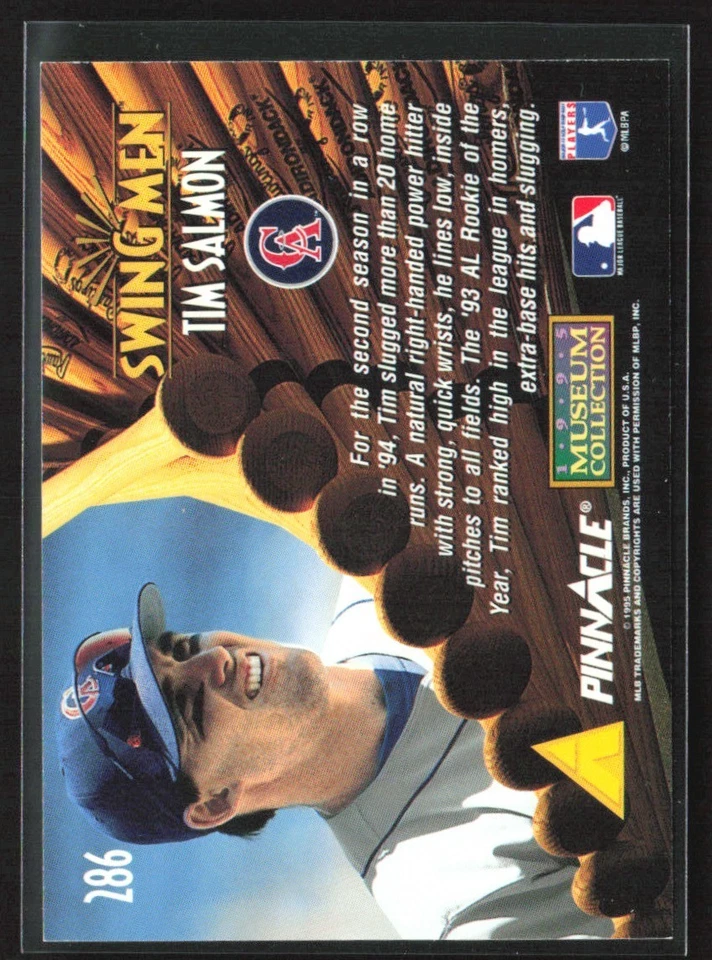 Tim Salmon 1995 Pinnacle Museum Collection Swing Men #286 California Angels - Image 2 of 2
