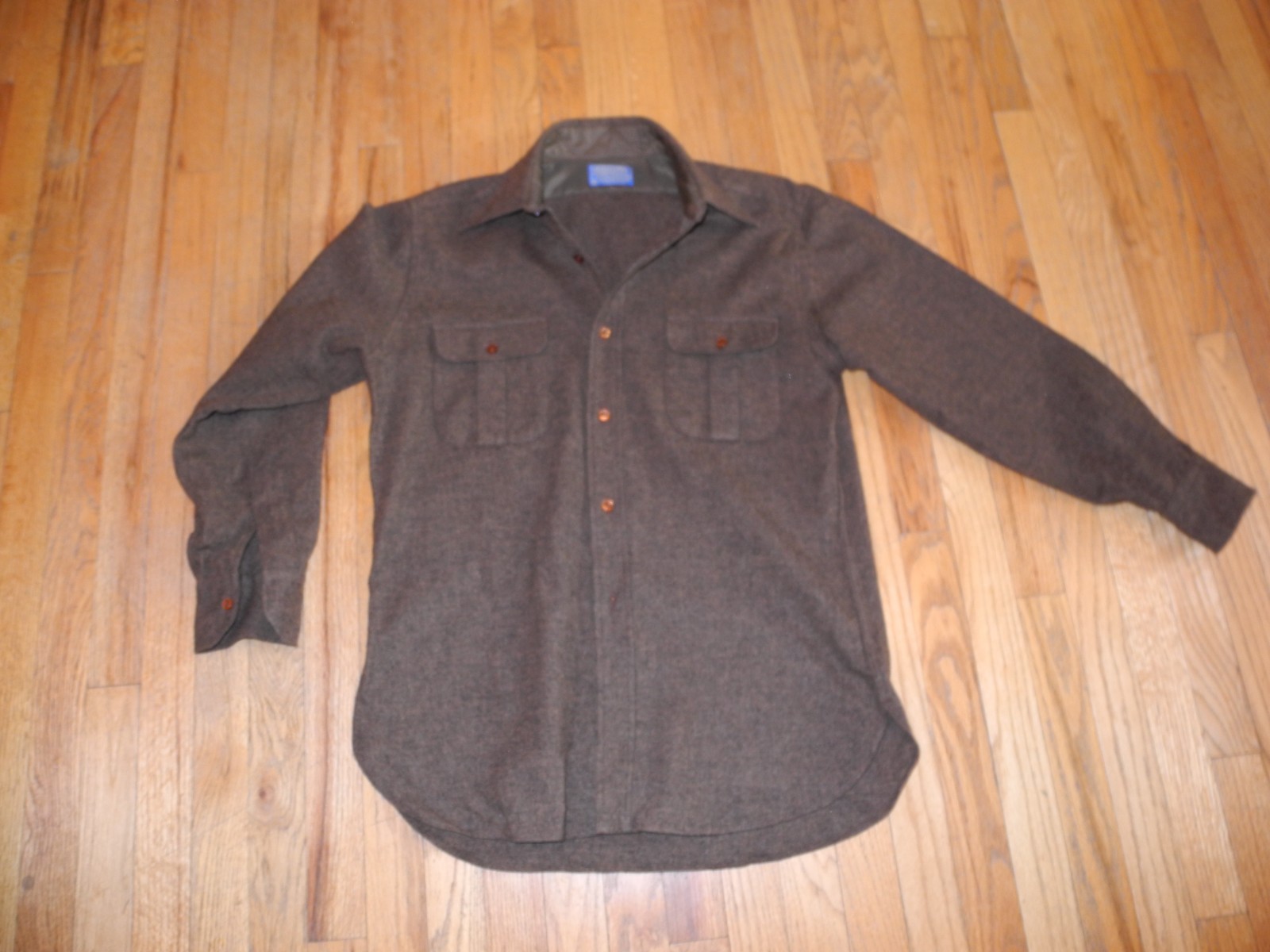Vintage Pendleton Solid BROWN Shirt 100% Virgin W… - image 12