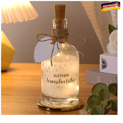 Flaschenlicht Deko Hochzeit Geschenk Korkstopfen Spruch 10 cm warmweiß 1 Stück