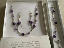 Silver And Amethyst Necklace, Earrings And Bracelet Set By Magnolia