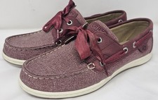 Sperry Womens Top-Sider Koifish Maroon Sparkle Chambray Boat Canvas Slip On Sz 6