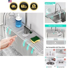 24 Inch Longer Faucet Mat for Kitchen Sink 5 Slope Fast Self-draining Bathro...