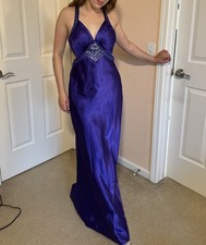 Vintage morgan  co prom dress whimsigoth purple blue open back back beaded
