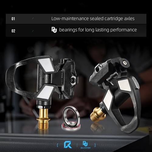 RYET Carbon Road Bike Pedals 198g Titanium Spindle DU Bearings 6° Float SPD - Picture 15 of 18