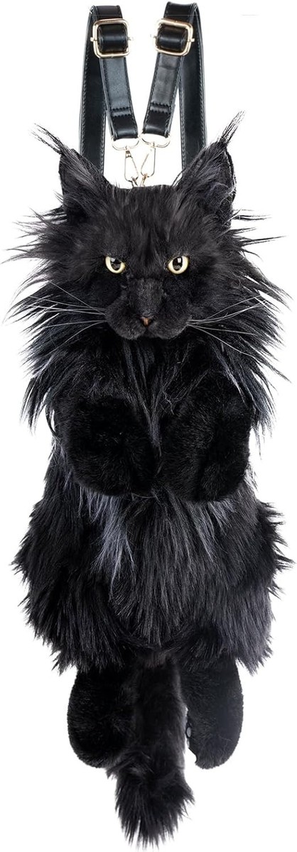 Lifelike Cat Shaped Plush Backpack - Handcrafted Stuffed Animal Bag with Amazon.com: Chongker Cat Shaped Backpack - Handcrafted  main image 2