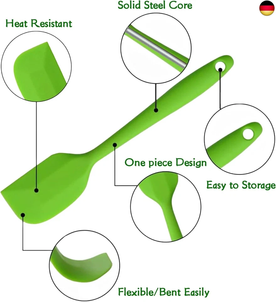 Teigschaber Silikon, 5 Stück Silikon Küchenhelfer, Kochlöffel Silikon mit Me - Bild 3 von 4